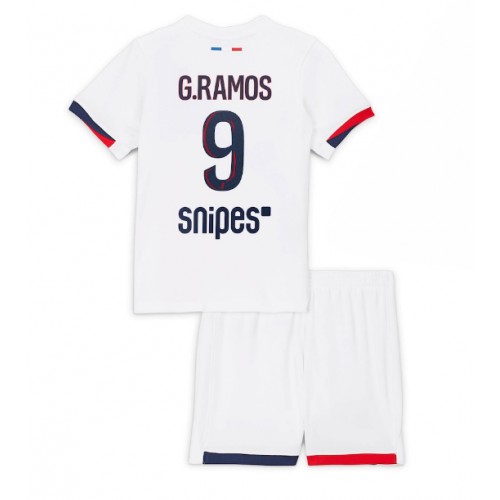 Paris Saint-Germain Goncalo Ramos #9 Seconda Maglia Bambino 2025-26 Manica Corta (+ Pantaloni corti)